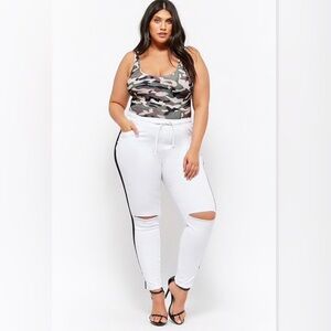 Plus Size Camo Scoop-Back Bodysuit